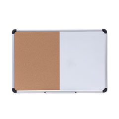 Cork/Dry Erase Board, Melamine, 36 x 24, Tan/White Surface, Gray/Black Aluminum/Plastic Frame