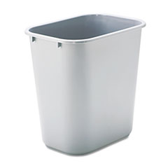 Rubbermaid® Commercial WASTEBASKET PLAS 15H GY Deskside Plastic Wastebasket, Rectangular, 7 Gal, Gray