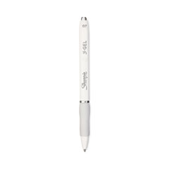 S-Gel Fashion Barrel Gel Pen, Retractable, Medium 0.7 Mm, Black Ink, Pearl White Barrel, 4/pack