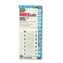 Legal Index Tabs, Preprinted Numeric: 1 to 10, 1/12-Cut, White, 0.44