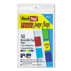 Removable Page Flags, Red/blue/green/yellow/purple, 10/color, 50/pack