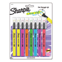 Clearview Pen-Style Highlighter, Assorted Ink Colors, Chisel Tip, Assorted Barrel Colors, 8/pack