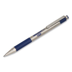 SKILCRAFT Zebra Stainless-Steel Gel Pen, Retractable, Medium 0.7 mm, Blue Ink, Silver/Blue Barrel, 2/Pack