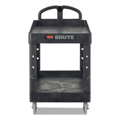 BRUTE Heavy-Duty Utility Cart with Lipped Shelves, Plastic, 2 Shelves, 750 lb Capacity, 25.25