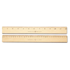 Westcott® RULER WOOD 12IN METRIC&IN Wood Ruler, Metric And 1-16" Scale With Single Metal Edge, 30 Cm