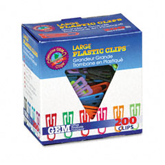 Advantus PC0600 Paper Clips, Plastic, Large (1-3/8"), Assorted Colors, 200/ Box