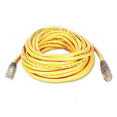Belkin - cat5e crossover patch cable, rj45 connectors, 25 ft., yellow, sold as 1 ea