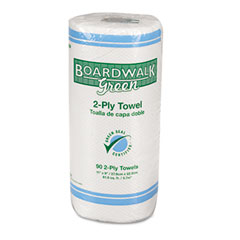 BWK 21GREEN Green Household Roll Towels, 2-Ply, 11W X 9L, 90 Sheets/Roll, 30 Rolls/Carton