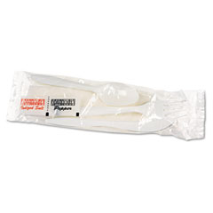BWK 6KITMW Cutlery Kit, Plastic Fork/Spoon/Knife/Salt/Pepper/Napkin, White, 250/Carton