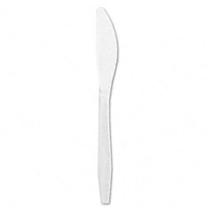 BWK YMWKW300BX8 Heavyweight Plastic Cutlery, Knife, Medium-Length, White, 300/Pack