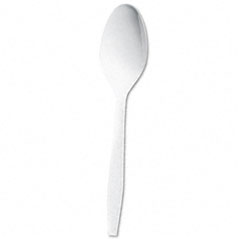 BWK BWKYMWSW300BX6 Heavyweight Plastic Cutlery, Teaspoon, Medium-Length, White, 300/Pack