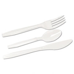 BWK BWKYPWCPC360BX6 Heavyweight Plastic Cutlery, Full-Length, 120 Each Fork/Knife/Teaspoon, 360/Pack