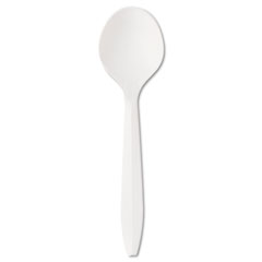 BWK YFWSSW Mediumweight Polypropylene Cutlery, Soup Spoon, White, 1000/Carton