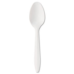 BWK YFWSW Mediumweight Polypropylene Cutlery, Teaspoon, White, 1000/Carton
