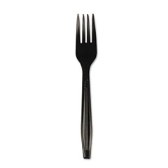 BWK YPH-FE Full Length Polystyrene Cutlery, Fork, Black, 1000/Carton