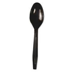 BWK YPH-SE Full Length Polystyrene Cutlery, Teaspoon, Black, 1000/Carton