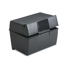 Oxford - plastic index card flip top file box holds 300 3 x 5 cards, matte black, sold as 1 ea
