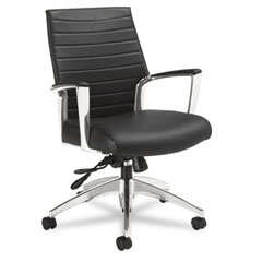 Global 2671LM445055 Accord Series Mid-Back Tilt Chair, Leather/Mock Leather, Black
