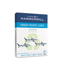 Hammermill 86700 Great White Recycled Copy Paper, 92 Brightness, 20Lb, 8-1/2 X 11, 5000 Shts/Ctn