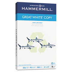 Hammermill 86704 Great White Recycled Copy Paper, 92 Brightness, 20Lb, 8-1/2 X 14, 500 Shts/Ream