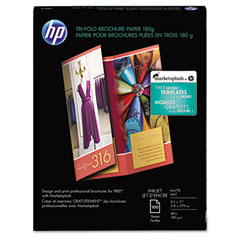 Hp Q5443A Inkjet Tri-Fold Brochure Paper, 103 Brightness, 48Lb, 8-1/2 X 11, White, 100/Pk