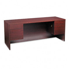 HON 10543NN 10500 Series Kneespace Credenza With 3/4-Height Pedestals, 72W X 24D, Mahogany