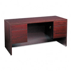 HON 10565NN 10500 Series Kneespace Credenza With 3/4-Height Pedestals, 60W X 24D, Mahogany
