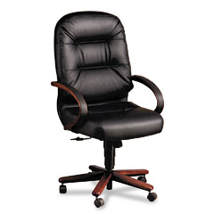 HON 2191NSR11 2190 Pillow-Soft Wood Series Executive High-Back Chair, Mahogany/Black Leather