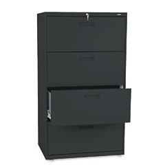 HON 574LP 500 Series Four-Drawer Lateral File, 30W X53-1/4H X19-1/4D, Black