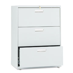 HON 673LQ 600 Series Three-Drawer Lateral File, 30W X19-1/4D, Light Gray