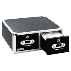 Ideastream VZ01393 Vaultz Locking 5 X 3 Two-Drawer Index Card Box, 3000-Card Capacity, Black