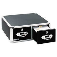 Ideastream VZ01395 Vaultz Locking 6 X 4 Two-Drawer Index Card Box, 3000-Card Capacity, Black