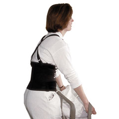 Impact 7379L Deluxe Back Support, 7" Back Panel, Single Closure W/Suspenders, Large, Black