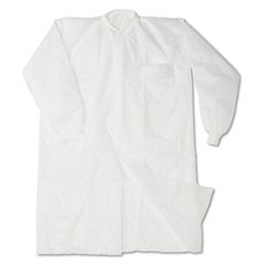 Impact 7385L Disposable Lab Coats, Spun-Bonded Polypropylene, Large, White, 30/Carton