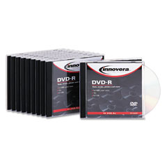 Innovera 46809 Dvd-R Discs, 4.7Gb, 16X, W/ Slim Jewel Cases, Silver, 10/Pack