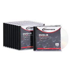 Innovera 46820 Dvd+R Discs, 4.7Gb, 16X, W/Slim Jewel Cases, Silver, 10/Pack