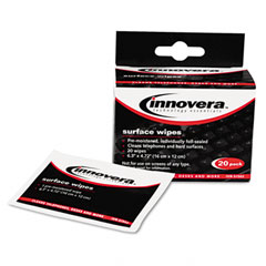 Innovera 51502 Alcohol-Free Cleaning Wipes, Cloth, 4-3/4 X 6-1/4, White, 20/Pack