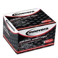 Innovera 51516 Screen Cleaning Wipes, Alcohol-Free, Cloth, 6 1/4 X 4 3/4, White, 100/Pack