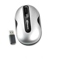 Innovera 61010 3 Button Wireless Laser Mouse W/Storable Usb Rcvr, 2.4Ghz, Silver/Black