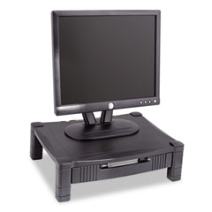 Kantek MS420 Height-Adjustable Stand With Drawer, 17 X 13 1/4 X 3 To 6 1/2, Black