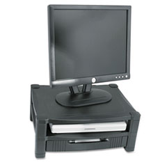 Kantek MS480 Two Level Stand, Removable Drawer, 17 X 13 1/4 X 3 To 6 1/2, Black