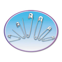 Charles Leonard 83450 Safety Pins, Nickel-Plated, Steel, Assorted Sizes, 50/Pack