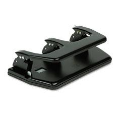 Master Products MP3 20-Sheet Three-Hole Punch, Oversized Handle, 9/32 Diameter Hole, Steel, Black