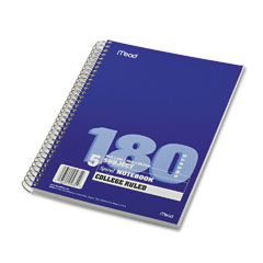 Mead 05682 Spiral Bound Notebook, College Rule, 8 X 10-1/2, White,Twin Wire, 180 Sheets/Pad