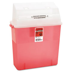 Medline MDS705203H Sharps Container For Patient Room, Plastic, 3 Gallon, Rectangular, Red