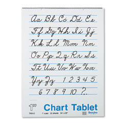 Pacon 74610 Chart Tablets W/Cursive Cover, Ruled, 24 X 32, White, 25 Sheets/Pad