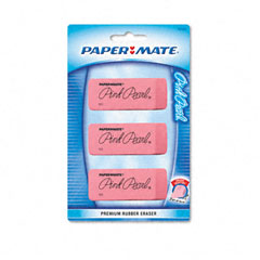 Papermate 70501 Pink Pearl Eraser, Large, 3/Pack
