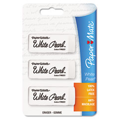 Papermate 70624 White Pearl Eraser, 3/Pack