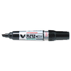 Pilot 43904 V Super Color Begreen Marker, Chisel Tip, Refillable, Black, Dozen