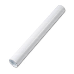 Quality Park 46007 Fiberboard Mailing Tube, Recessed End Plugs, 18 X 2, White, 25/Carton